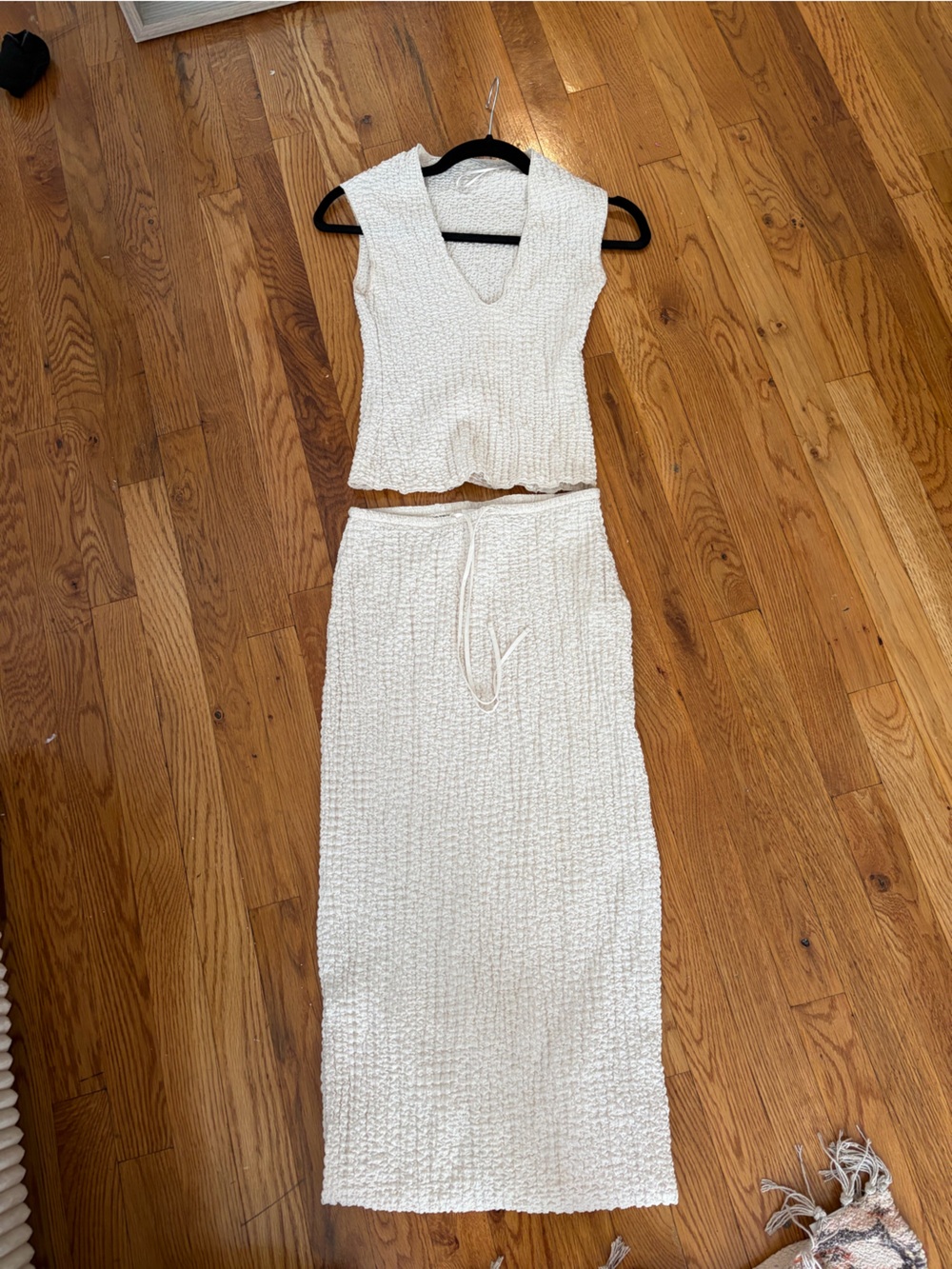 Zara Cream Knit Two-Piece Skirt Set
